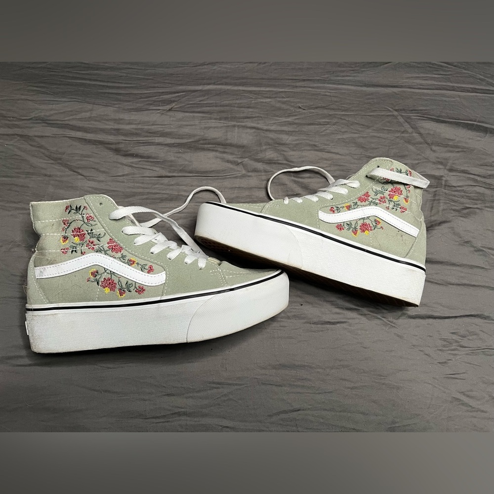 Vans Green Suede Floral High-Top Sneakers